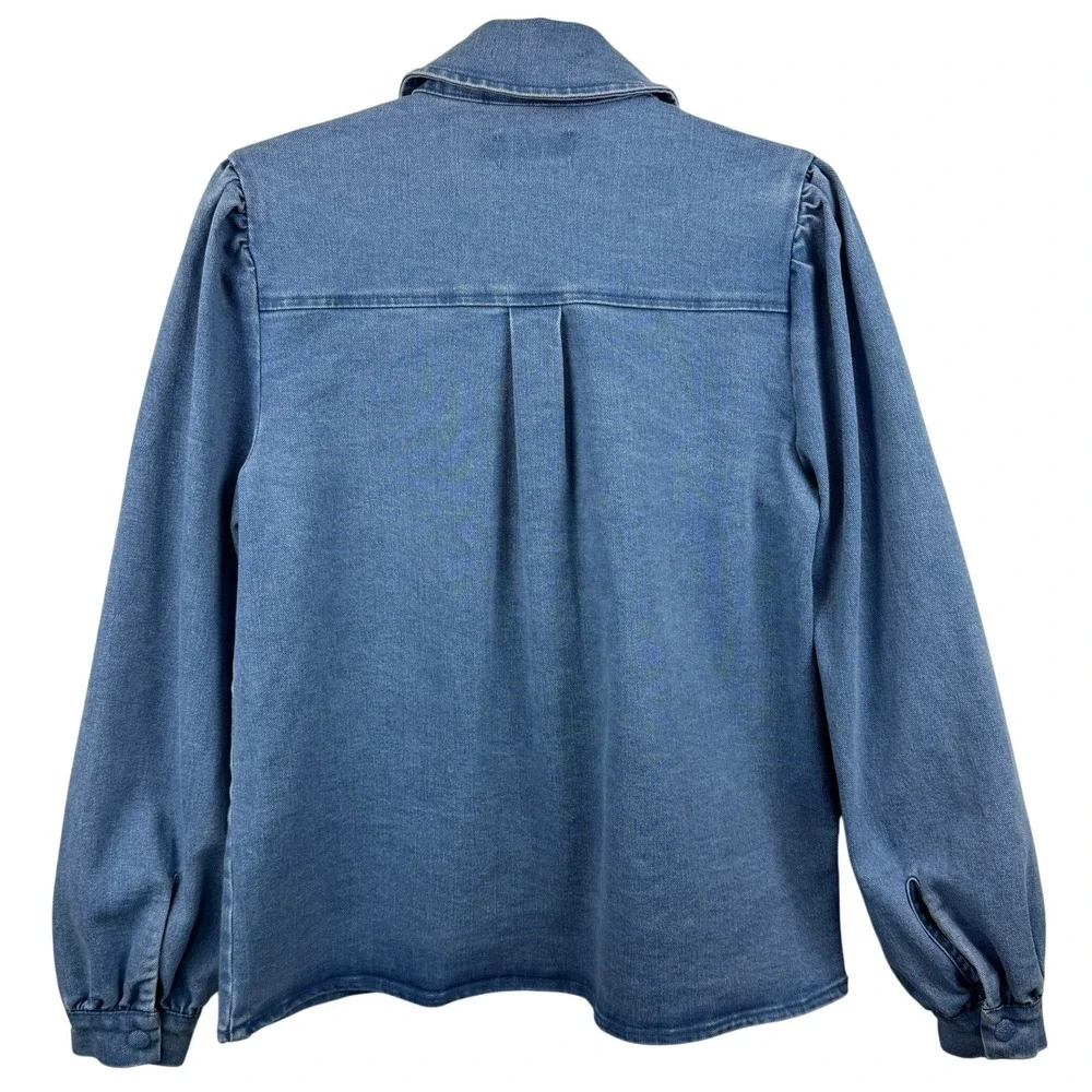 Bagatelle Collection Medium Wash Denim Puff Sleeve Snap Front Shirt Jacket‎ M